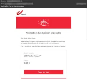 Exemple d'e-mail de phishing paiement frais