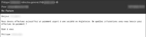 Exemple E-mail Phishing usurpant un dirigeant de la société